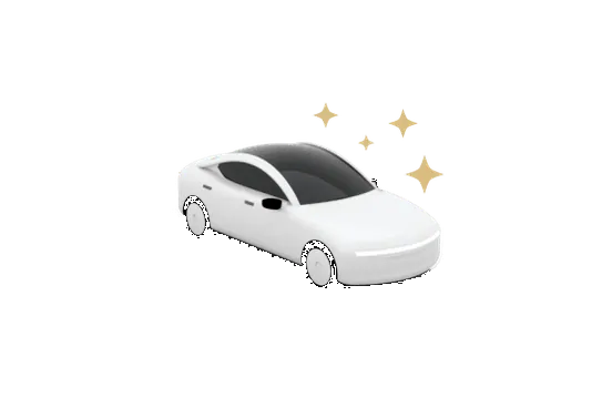 Illustration of a white electric car with sparkles